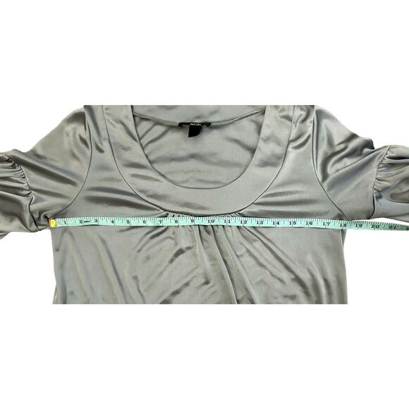 AGB Silver Satin Scoop Neck Blouse Womens Size S - Picture 8 of 10